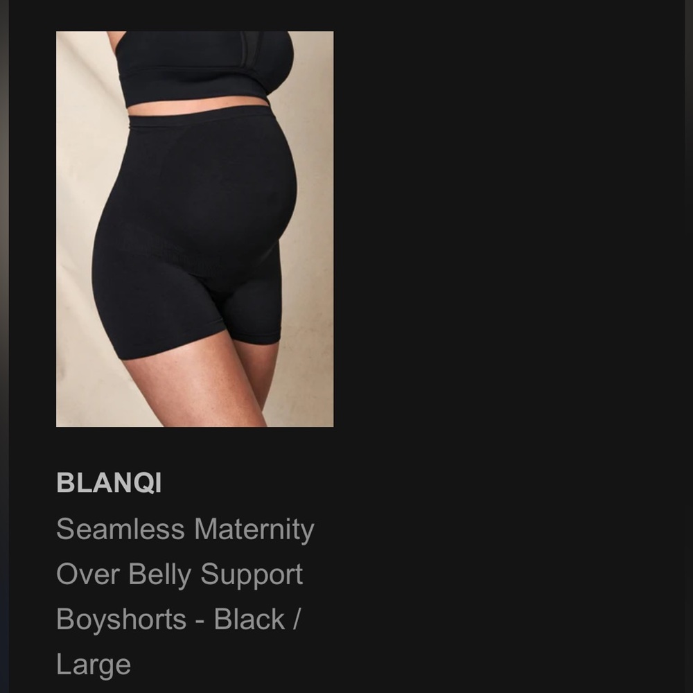 BLANQI maternity belly support short in black size large